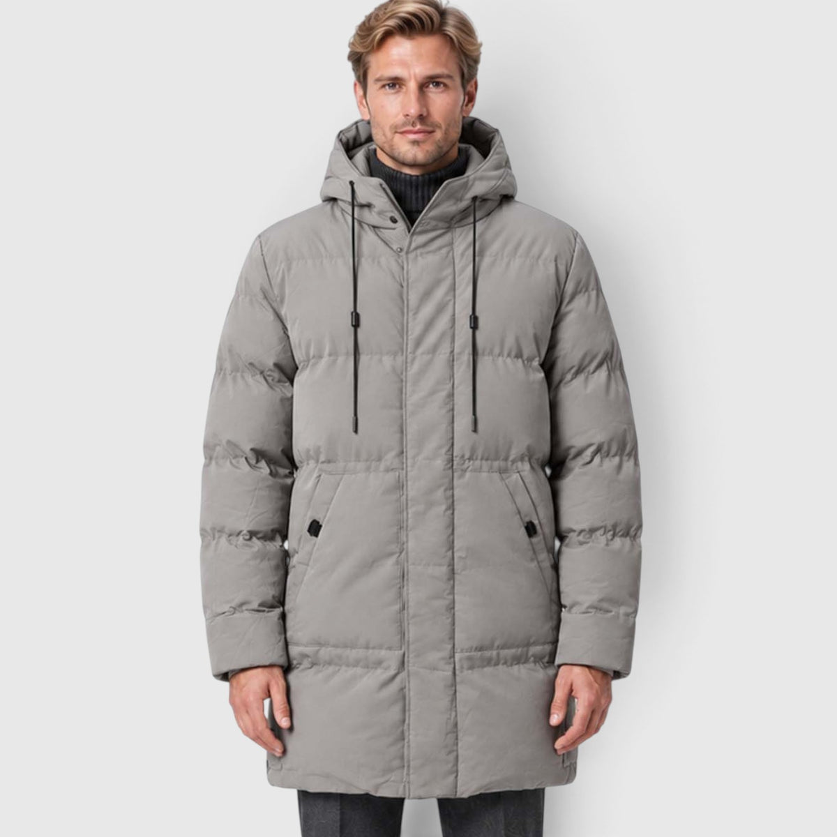 Men's Warm Hooded Parka – Longline Padded Winter Jacket
