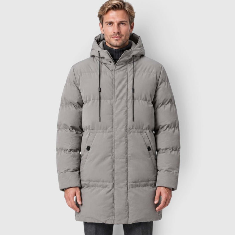 Monvaline | Men's Warm Hooded Parka – Longline Padded Winter Jacket