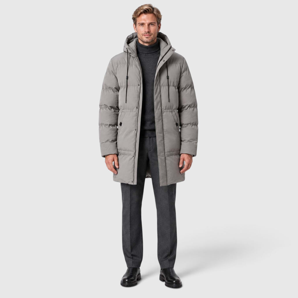 Men's Warm Hooded Parka – Longline Padded Winter Jacket
