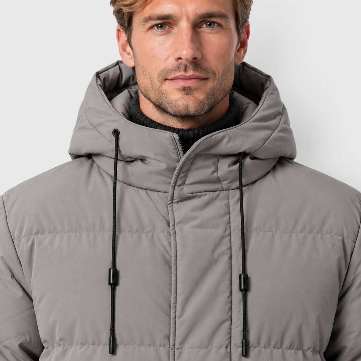 Men's Warm Hooded Parka – Longline Padded Winter Jacket