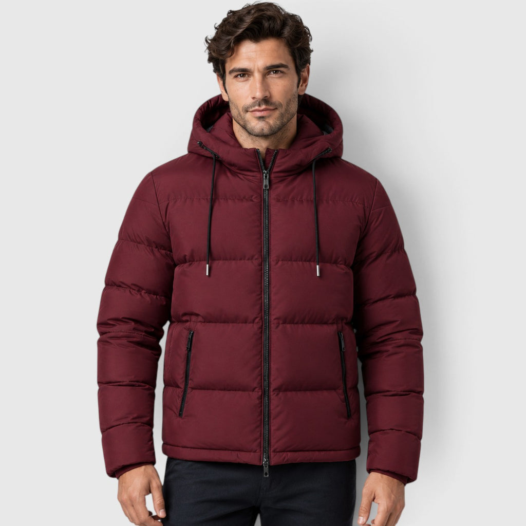 Men's Hooded Puffer Jacket – Quilted Zip-Up Cold Weather Coat