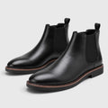 Monvaline | Leather Chelsea Boots for Men - Almond Toe Slip-On