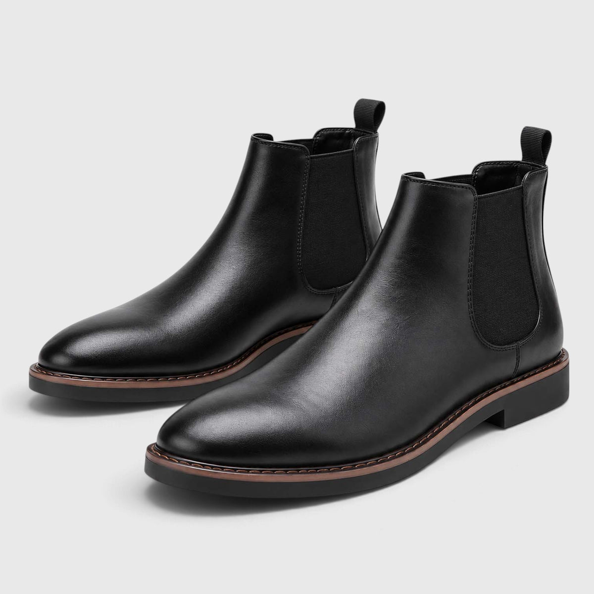 Monvaline | Leather Chelsea Boots for Men - Almond Toe Slip-On