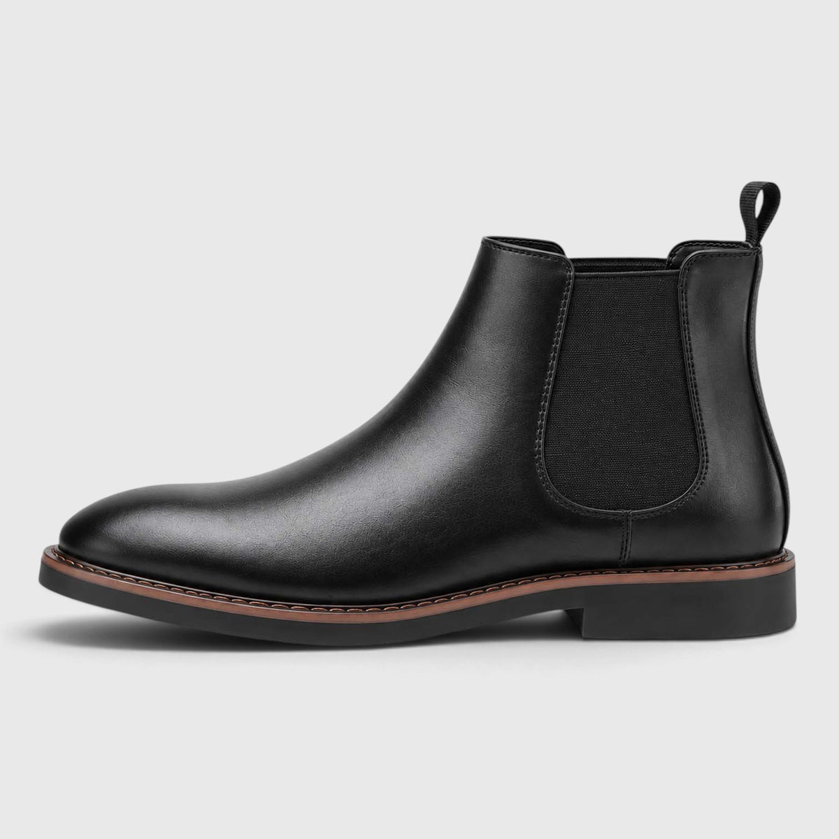 Monvaline | Leather Chelsea Boots for Men - Almond Toe Slip-On