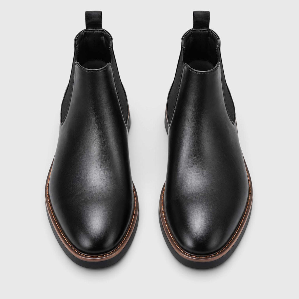 Monvaline | Leather Chelsea Boots for Men - Almond Toe Slip-On