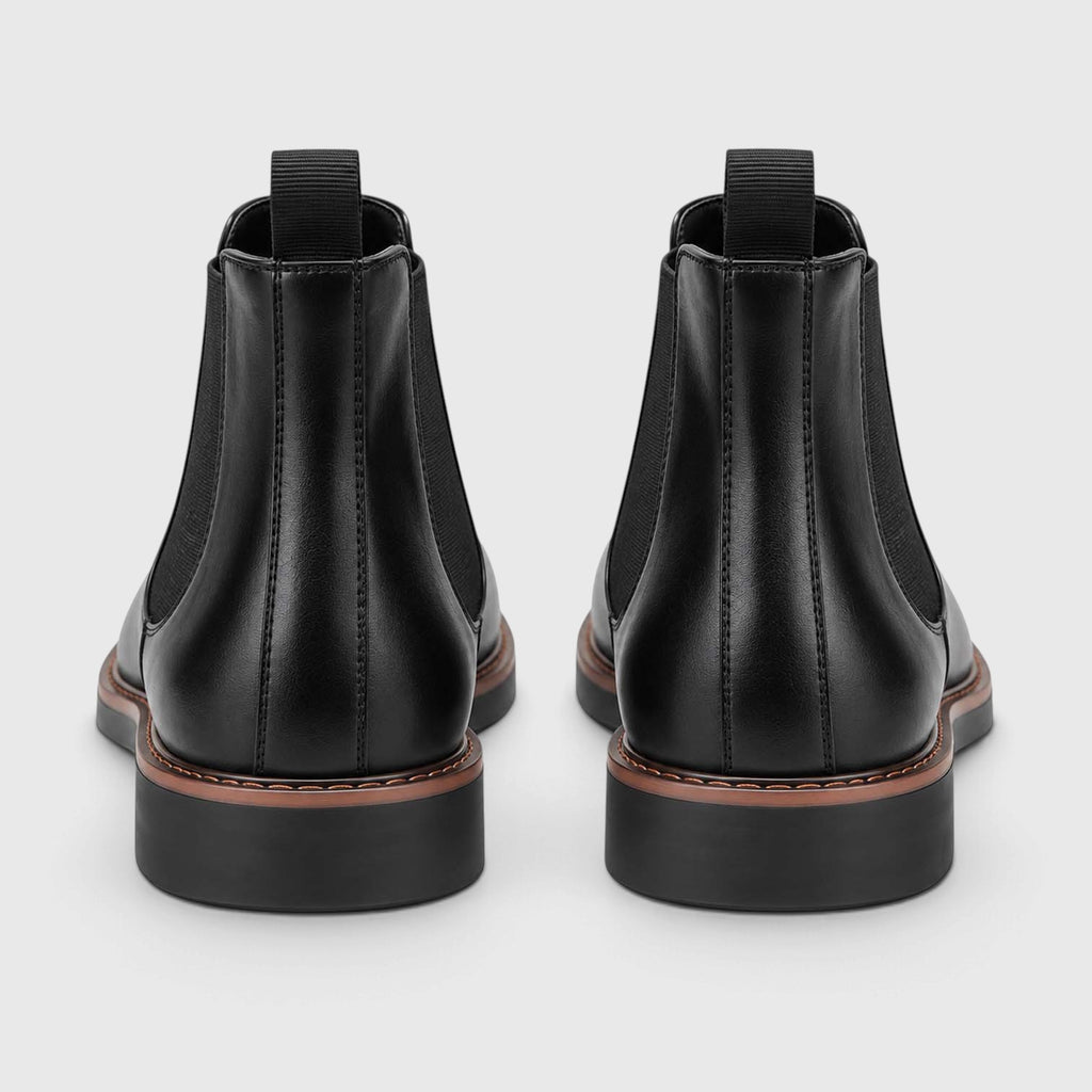 Monvaline | Leather Chelsea Boots for Men - Almond Toe Slip-On