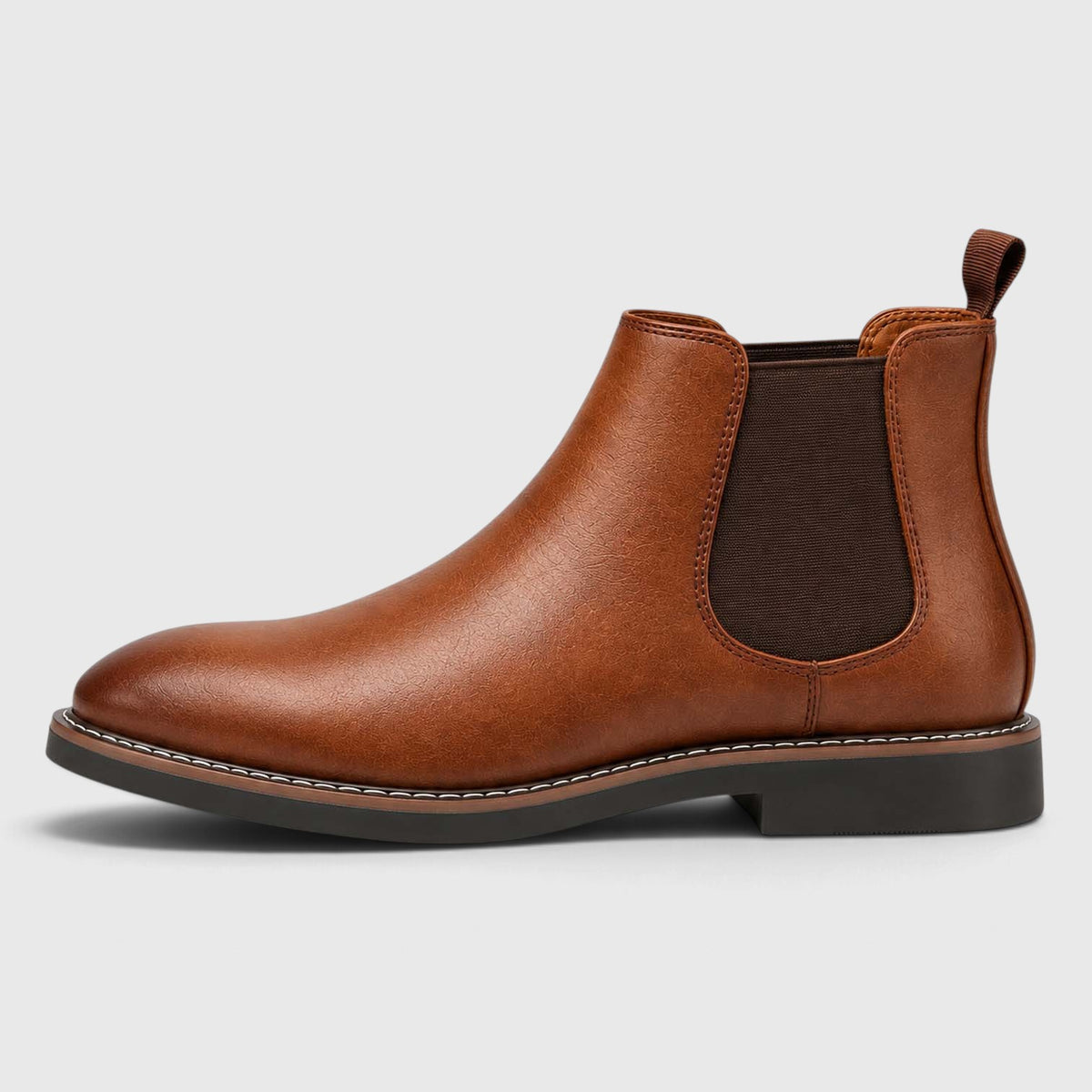 Monvaline | Leather Chelsea Boots for Men - Almond Toe Slip-On