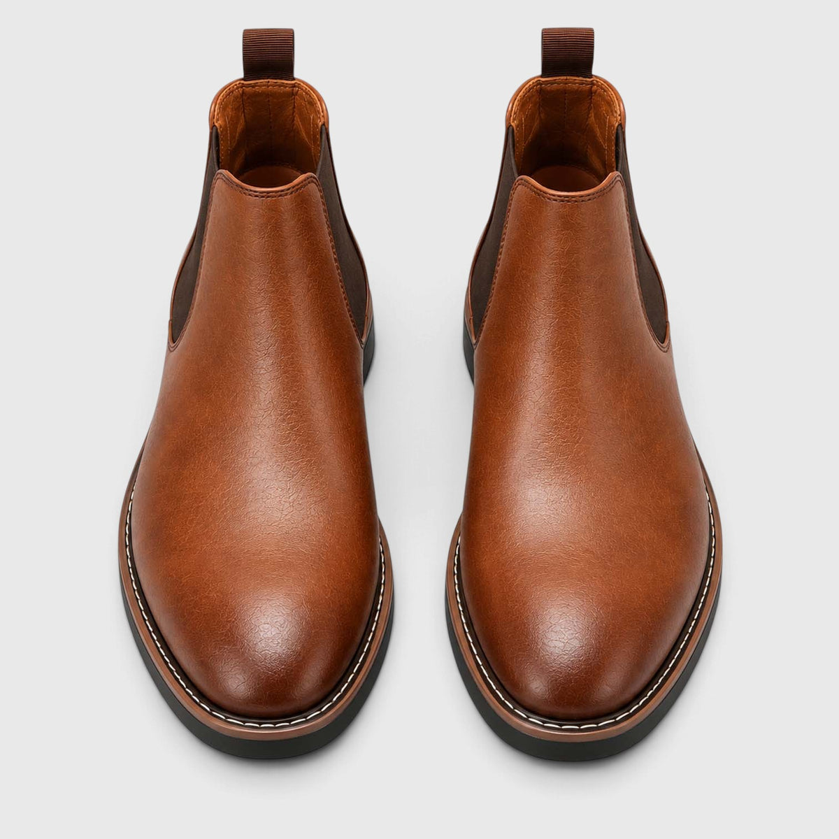Monvaline | Leather Chelsea Boots for Men - Almond Toe Slip-On