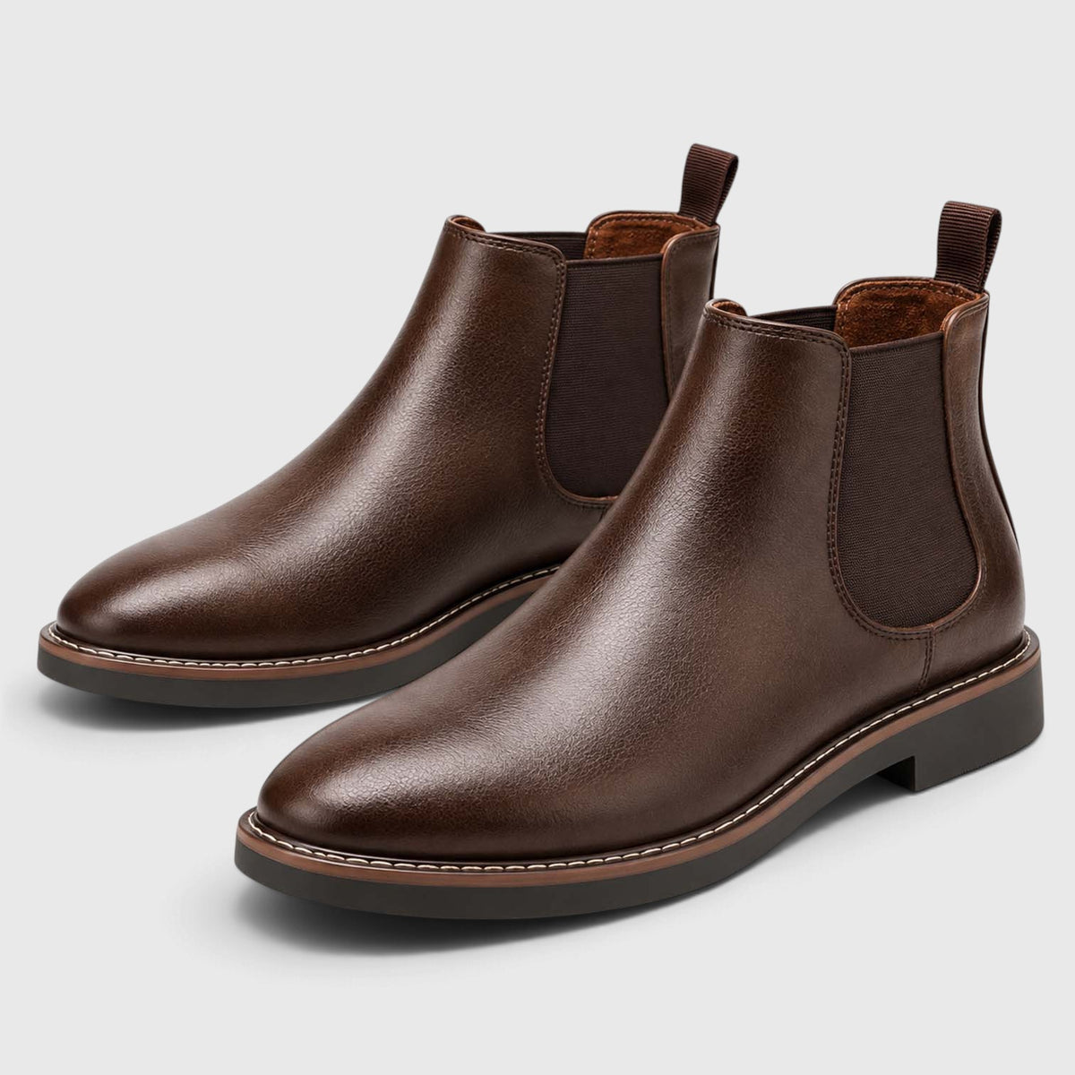 Monvaline | Men's Leather Chelsea Boots for Men - Almond Toe Slip-On