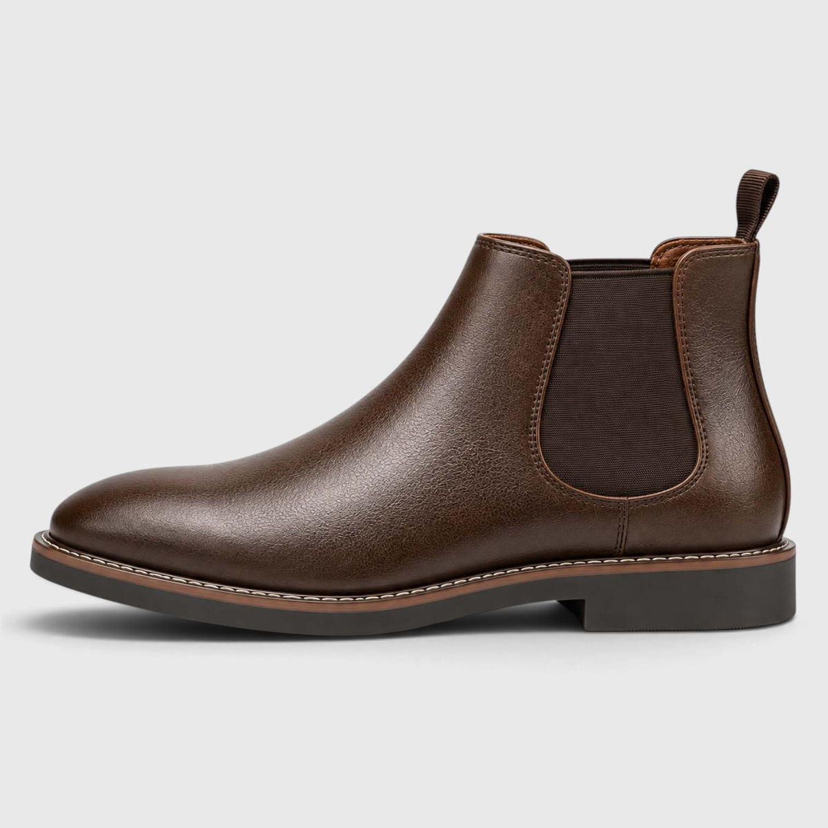 Monvaline | Leather Chelsea Boots for Men - Almond Toe Slip-On