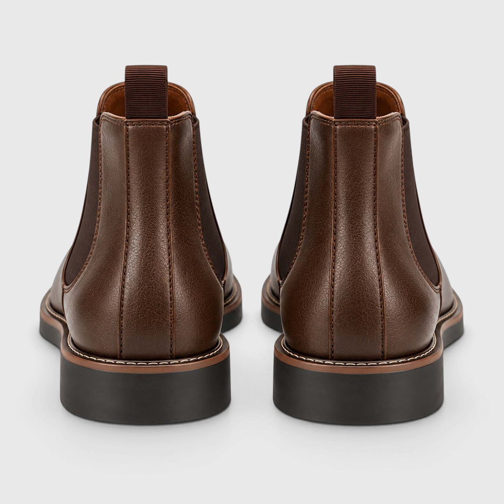 Monvaline | Leather Chelsea Boots for Men - Almond Toe Slip-On