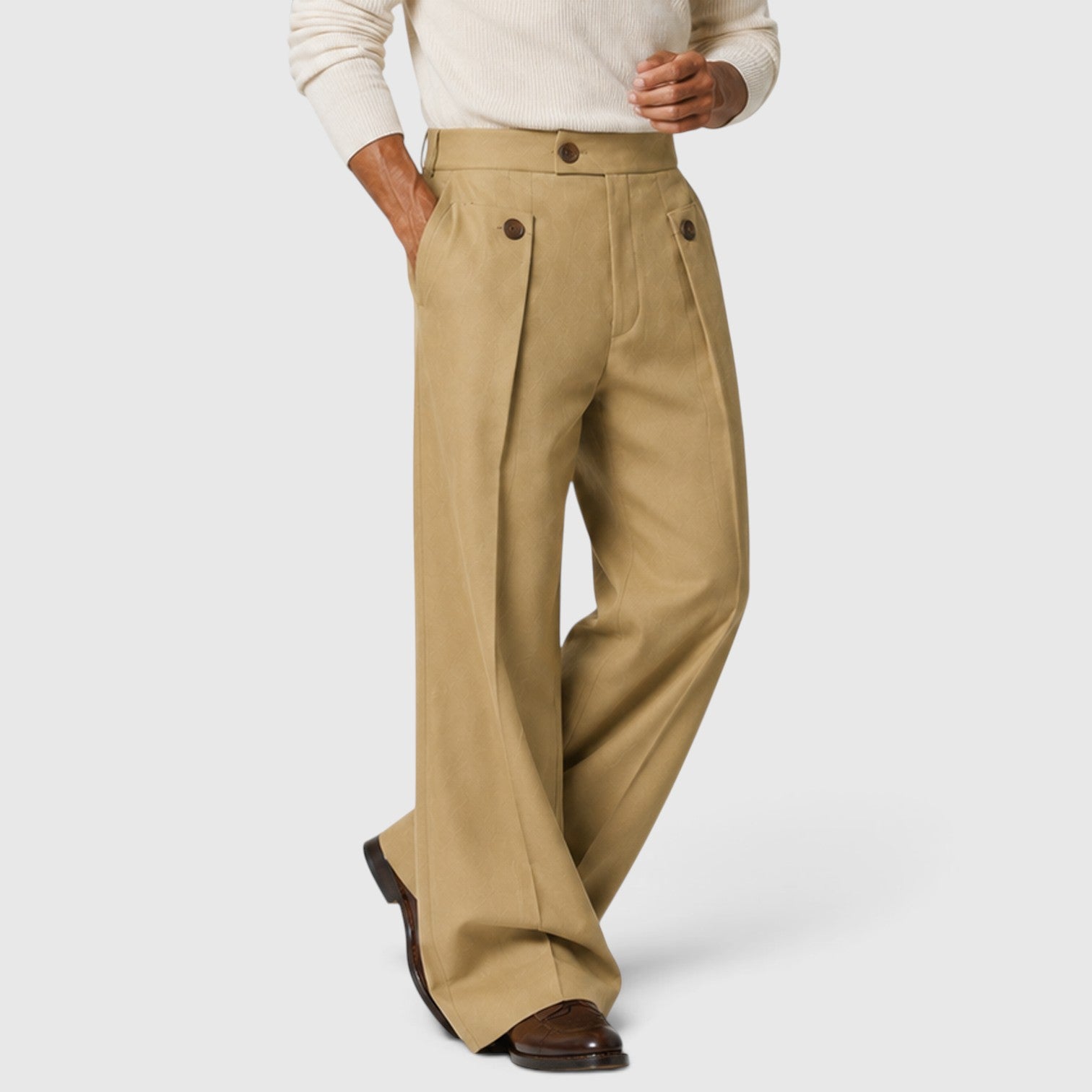 Monvaline | Men’s Anti-Wrinkle Straight Leg Trousers for Casual Wear