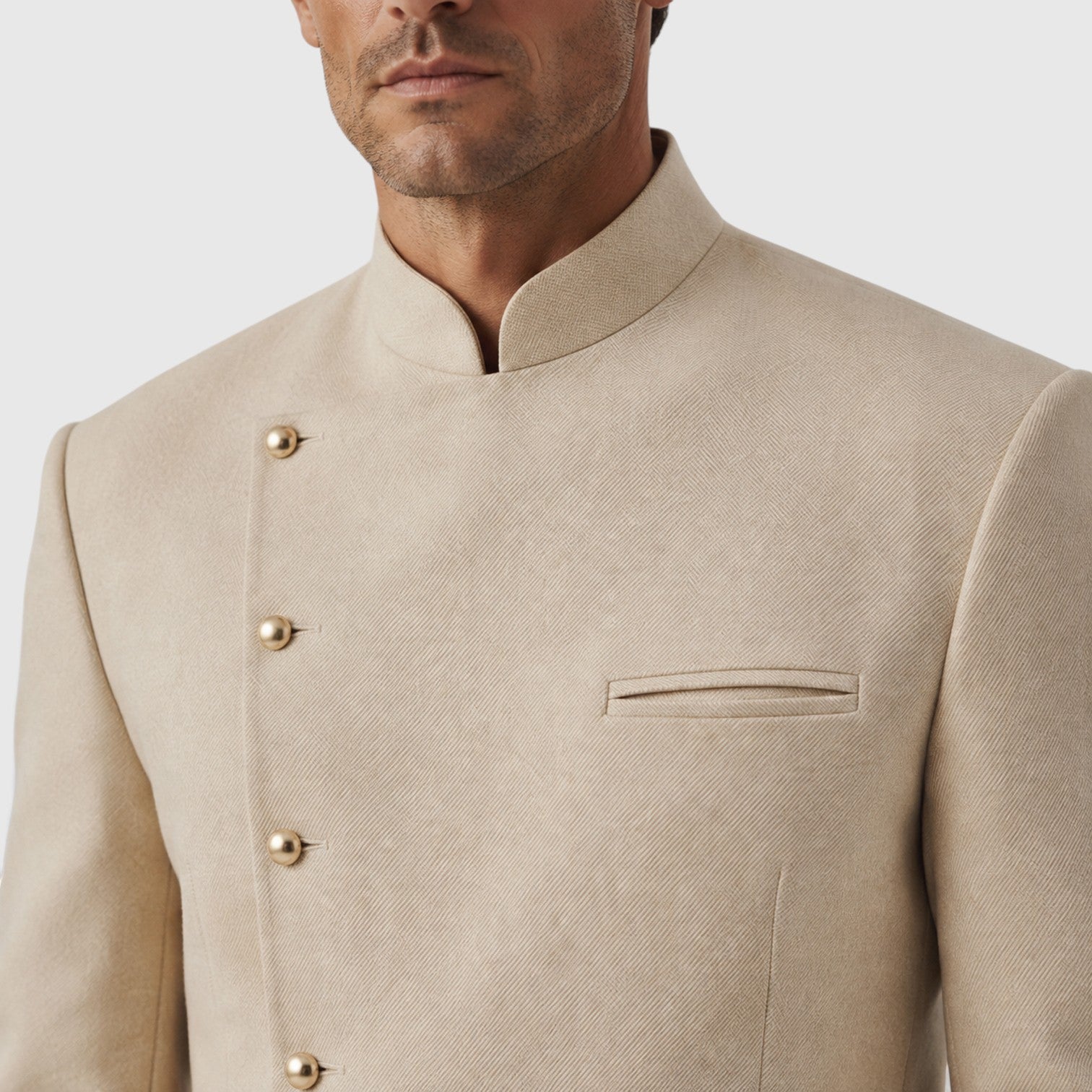 Monvaline | Men’s Asymmetric Mandarin Collar Jacket & Trousers Set