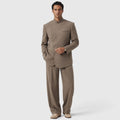 Monvaline | Men’s Asymmetric Mandarin Collar Jacket & Trousers Set