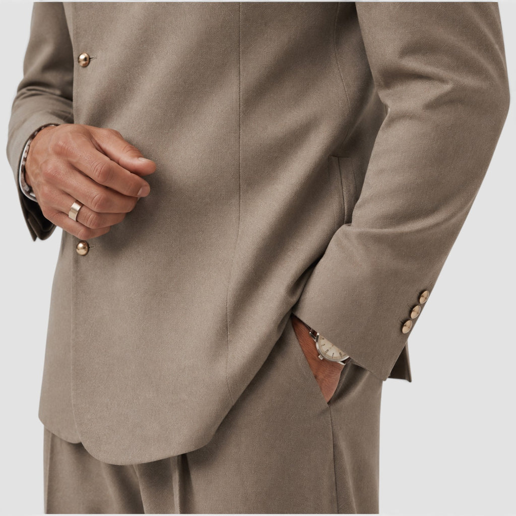 Monvaline | Men’s Asymmetric Mandarin Collar Jacket & Trousers Set