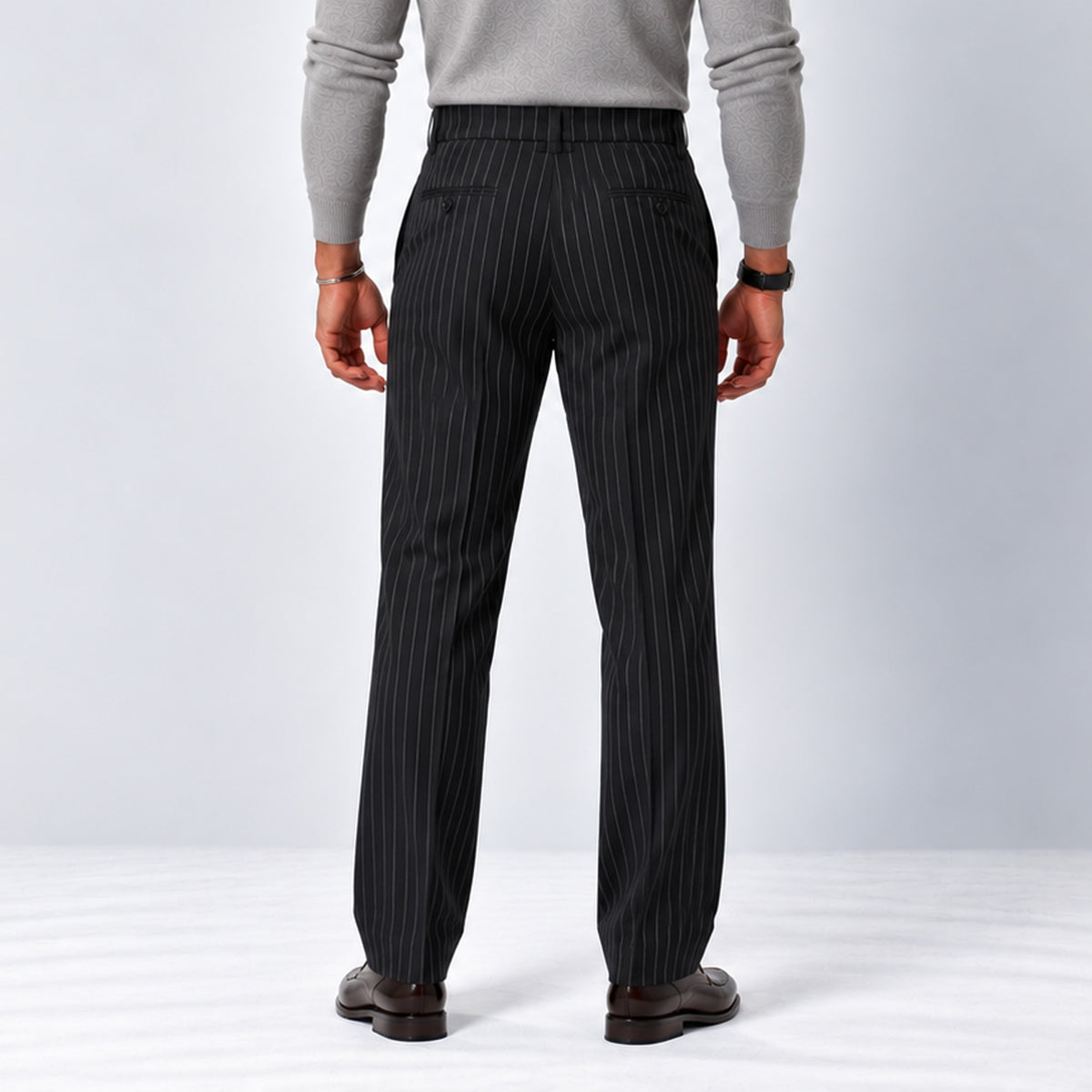 Monvaline | Men’s Black Wide-Leg Trousers with Side Pockets