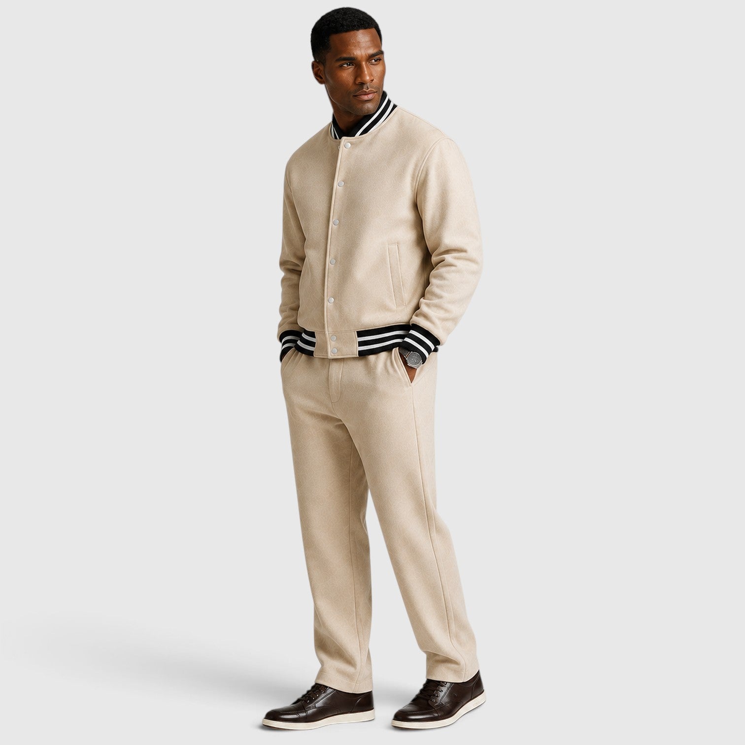 Monvaline | Men’s Bomber Jacket & Trousers Two-Piece Set