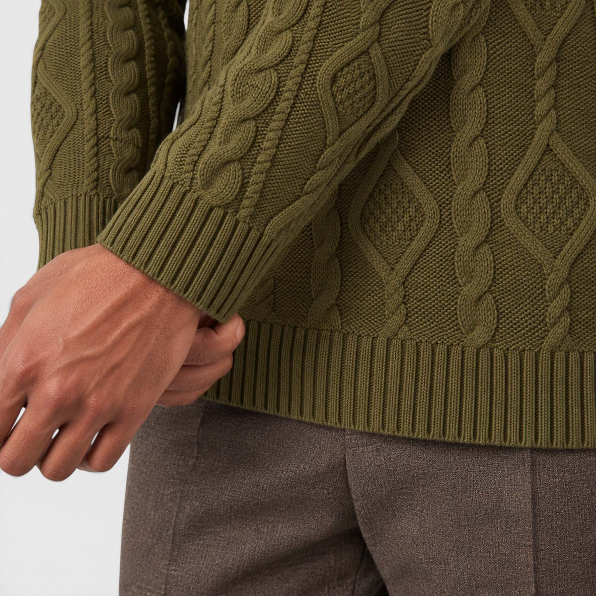 Monvaline | Men’s Cable Knit Turtleneck Jumper for Classic Casual Style