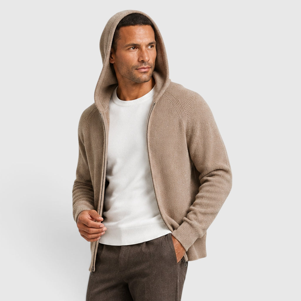 Monvaline | Men’s Cashmere Hooded Sweater – Loose Fit Pullover