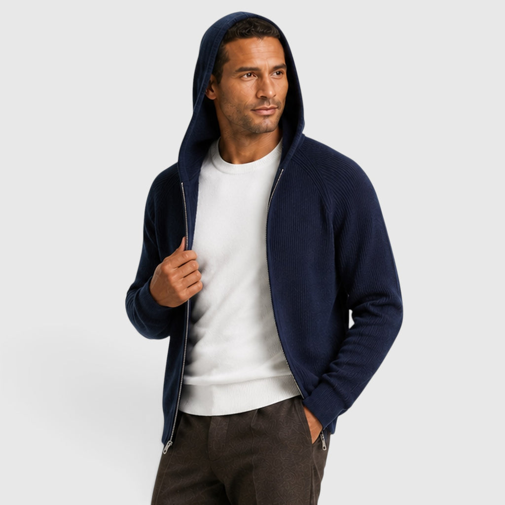 Monvaline | Men’s Cashmere Hooded Sweater – Loose Fit Pullover