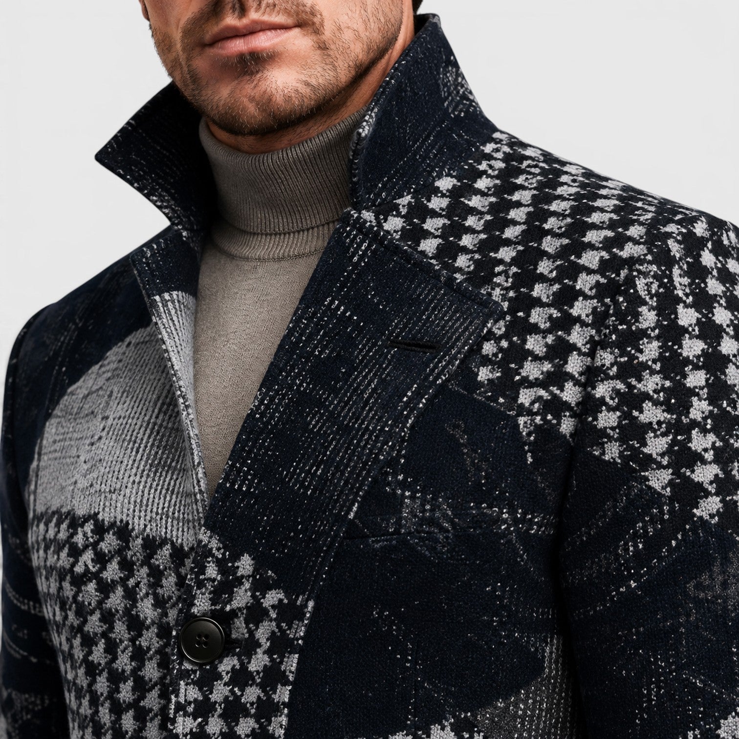 Monvaline | Men’s Checked Long Trench Coat – Tailored Fit