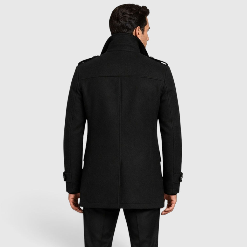 Monvaline | Men’s Classic Single Breasted Wool Blend Coat with Warm Quilted Lining