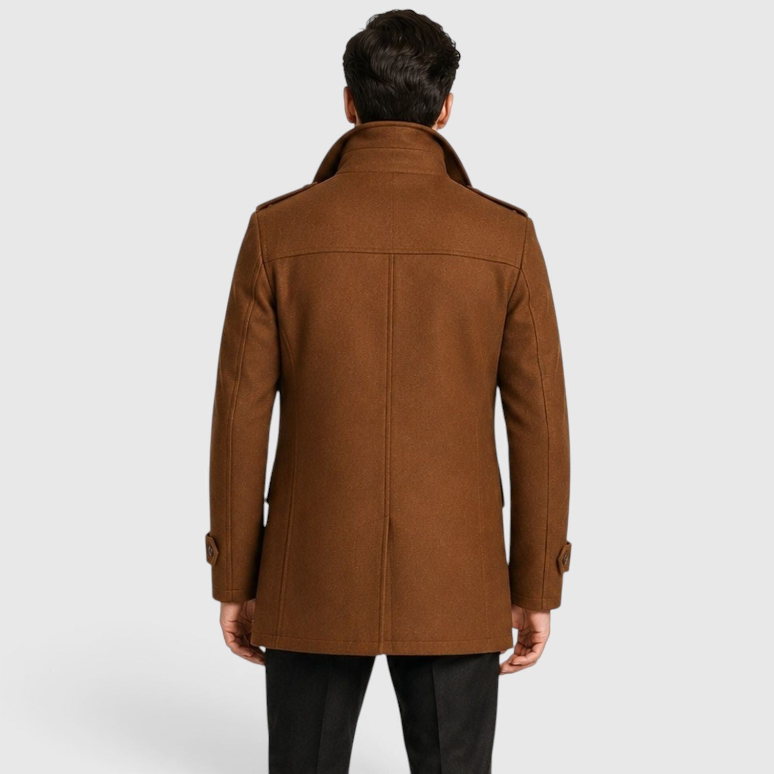 Monvaline | Men’s Classic Single Breasted Wool Blend Coat with Warm Quilted Lining