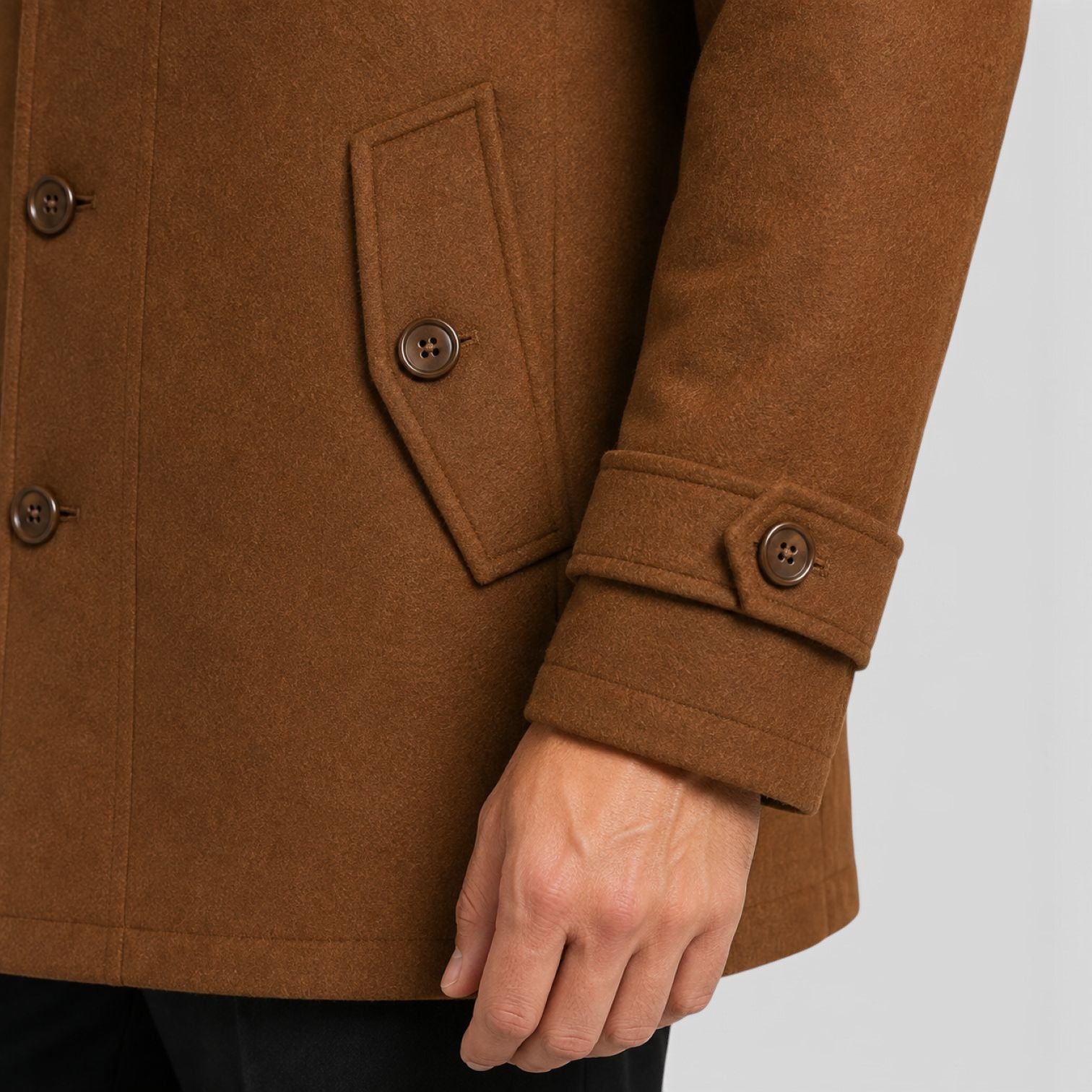 Monvaline | Men’s Classic Single Breasted Wool Blend Coat with Warm Quilted Lining