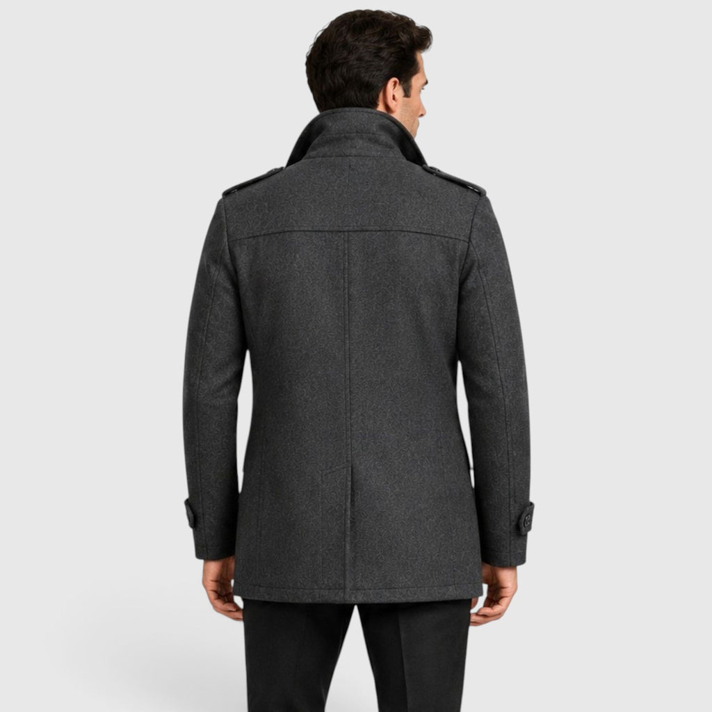 Monvaline | Men’s Classic Single Breasted Wool Blend Coat with Warm Quilted Lining