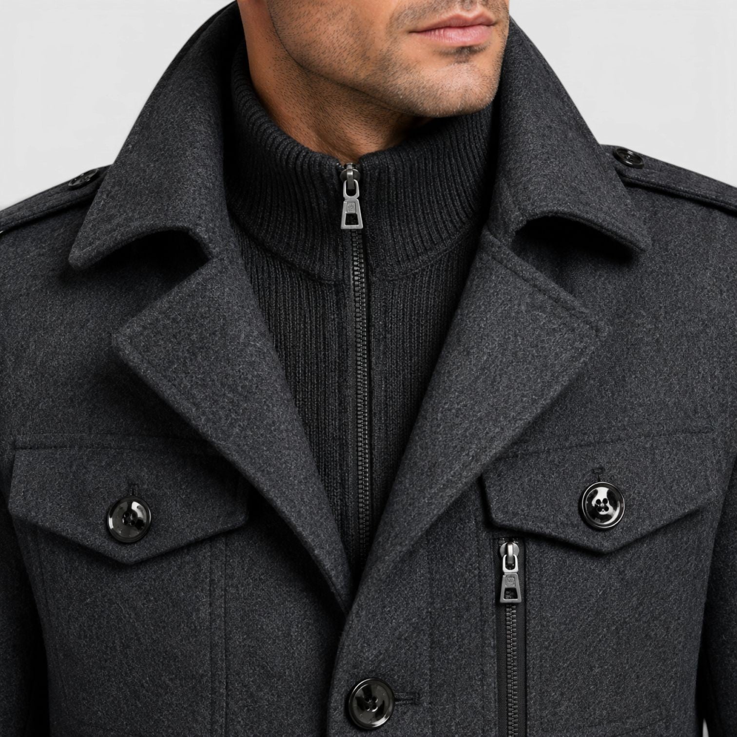 Monvaline | Men’s Classic Single Breasted Wool Blend Coat with Warm Quilted Lining