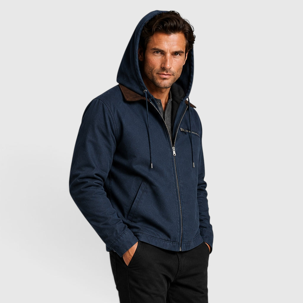 Monvaline | Men’s Classic Zip Up Hooded Jacket with Chest Pocket