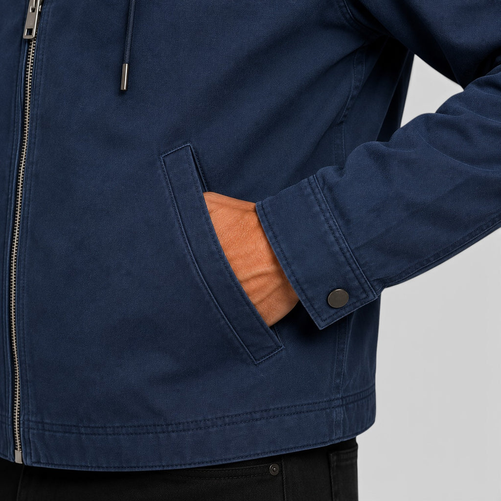Monvaline | Men’s Classic Zip Up Hooded Jacket with Chest Pocket