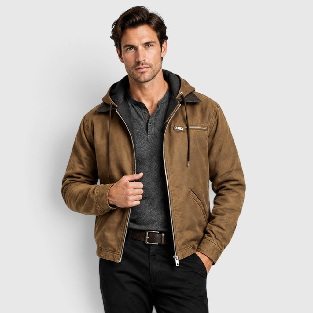 Monvaline | Men’s Classic Zip Up Hooded Jacket with Chest Pocket