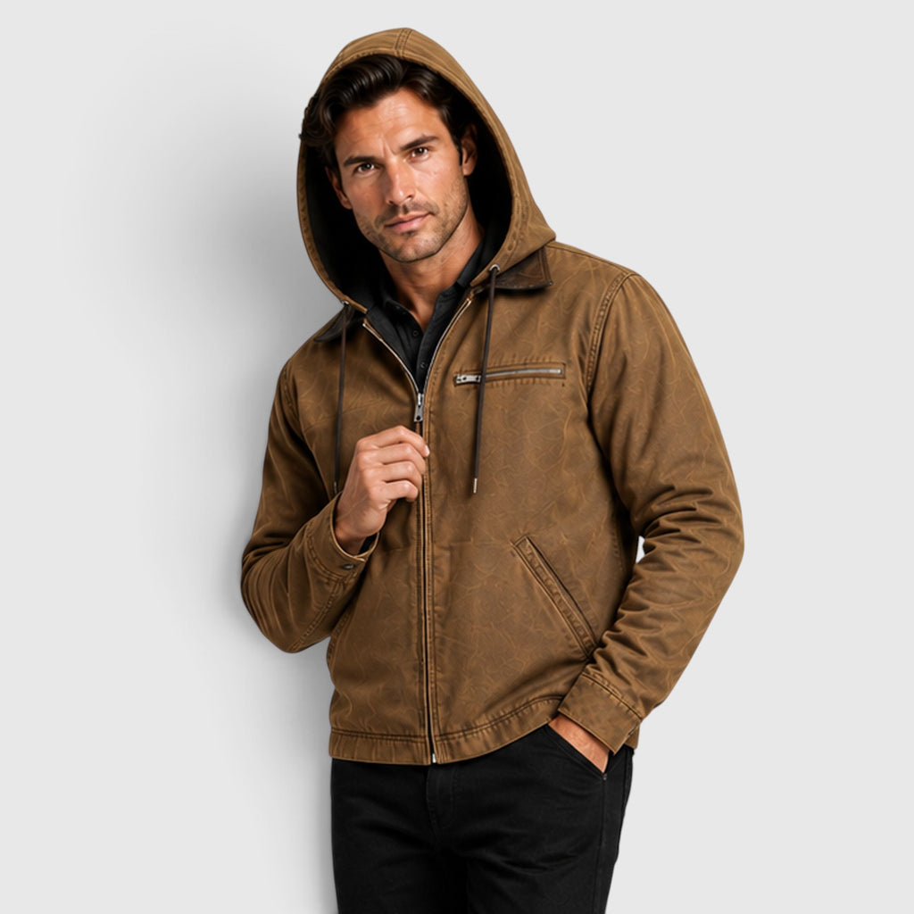 Monvaline | Men’s Classic Zip Up Hooded Jacket with Chest Pocket