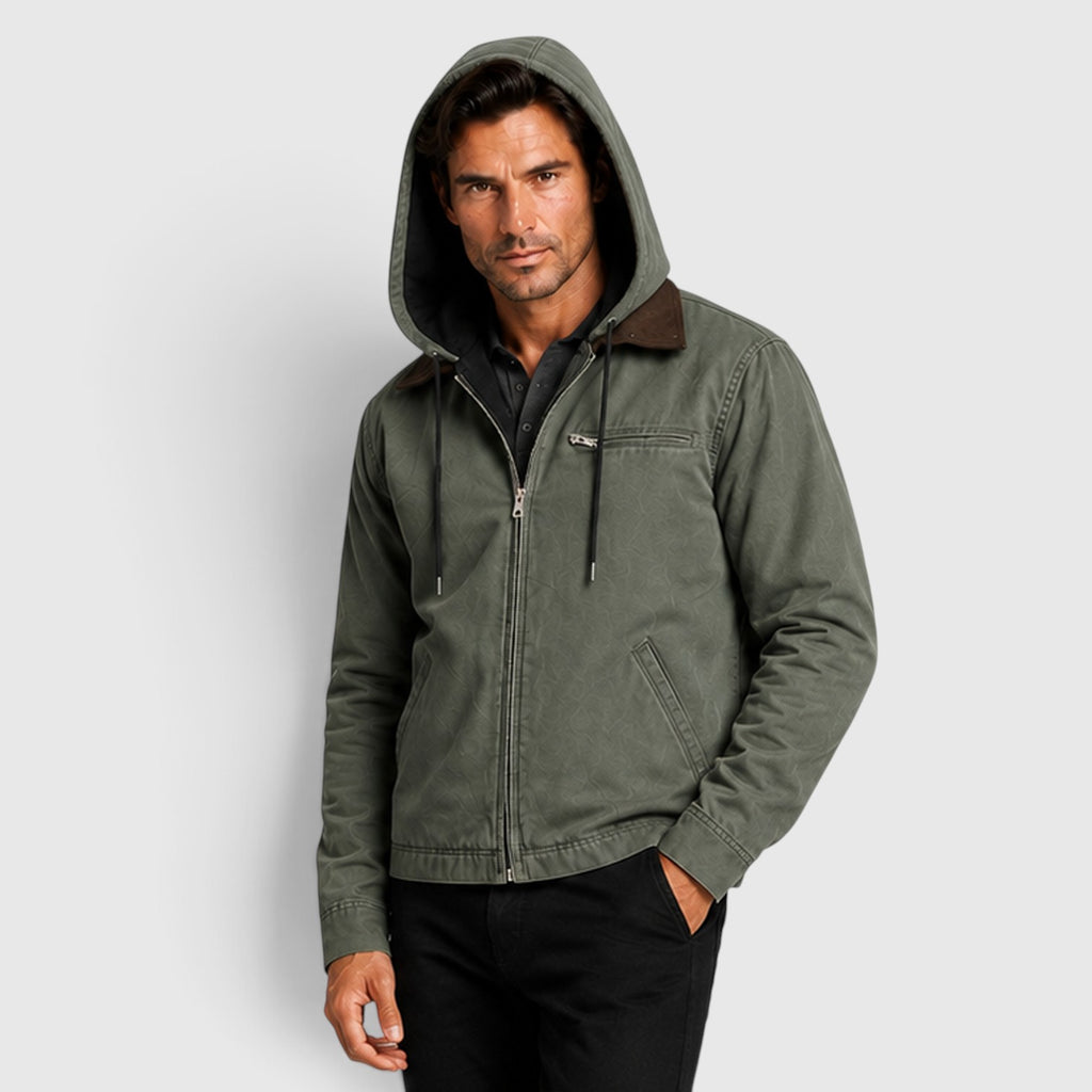 Monvaline | Men’s Classic Zip Up Hooded Jacket with Chest Pocket