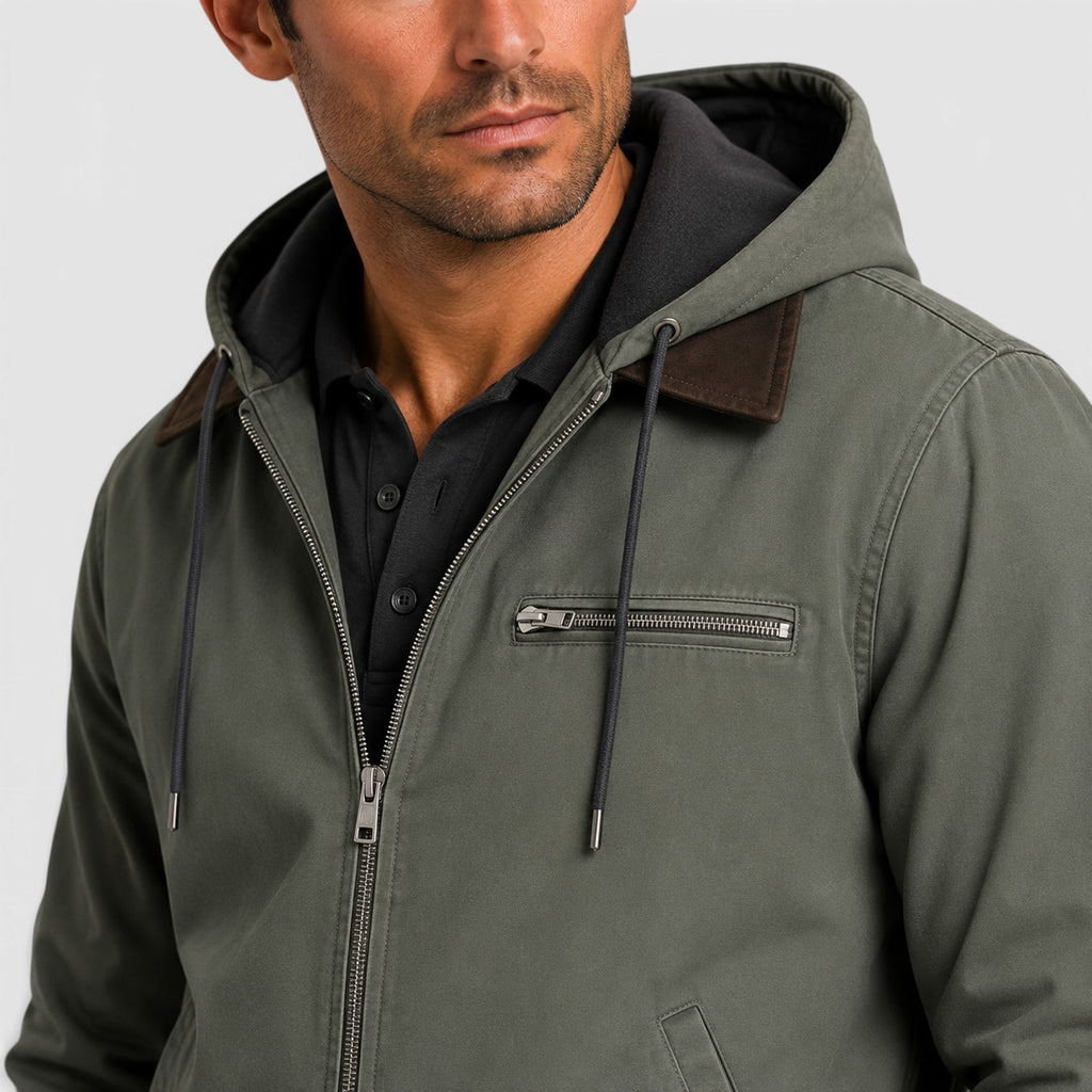 Monvaline | Men’s Classic Zip Up Hooded Jacket with Chest Pocket