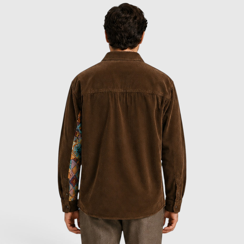 Monvaline | Men’s Corduroy Overshirt – Long Sleeve Relaxed Fit