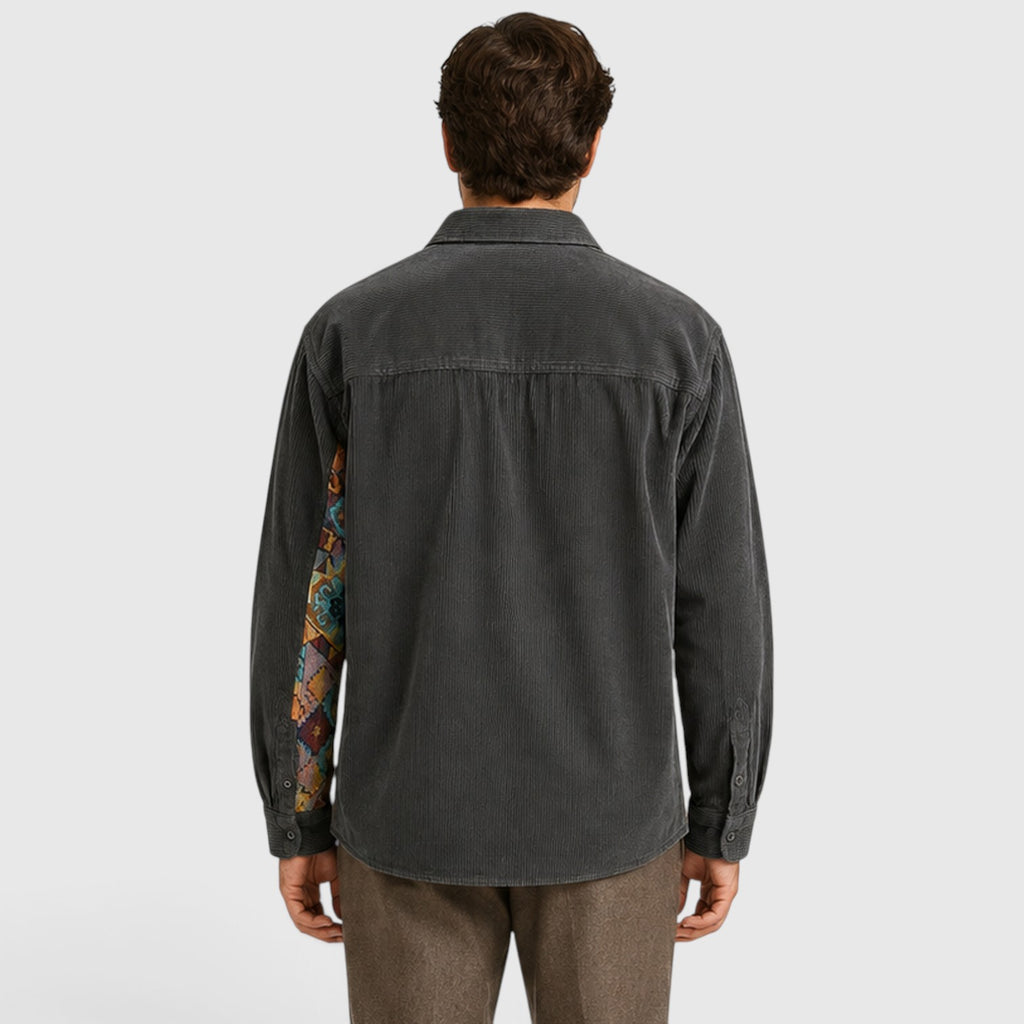Monvaline | Men’s Corduroy Overshirt – Long Sleeve Relaxed Fit