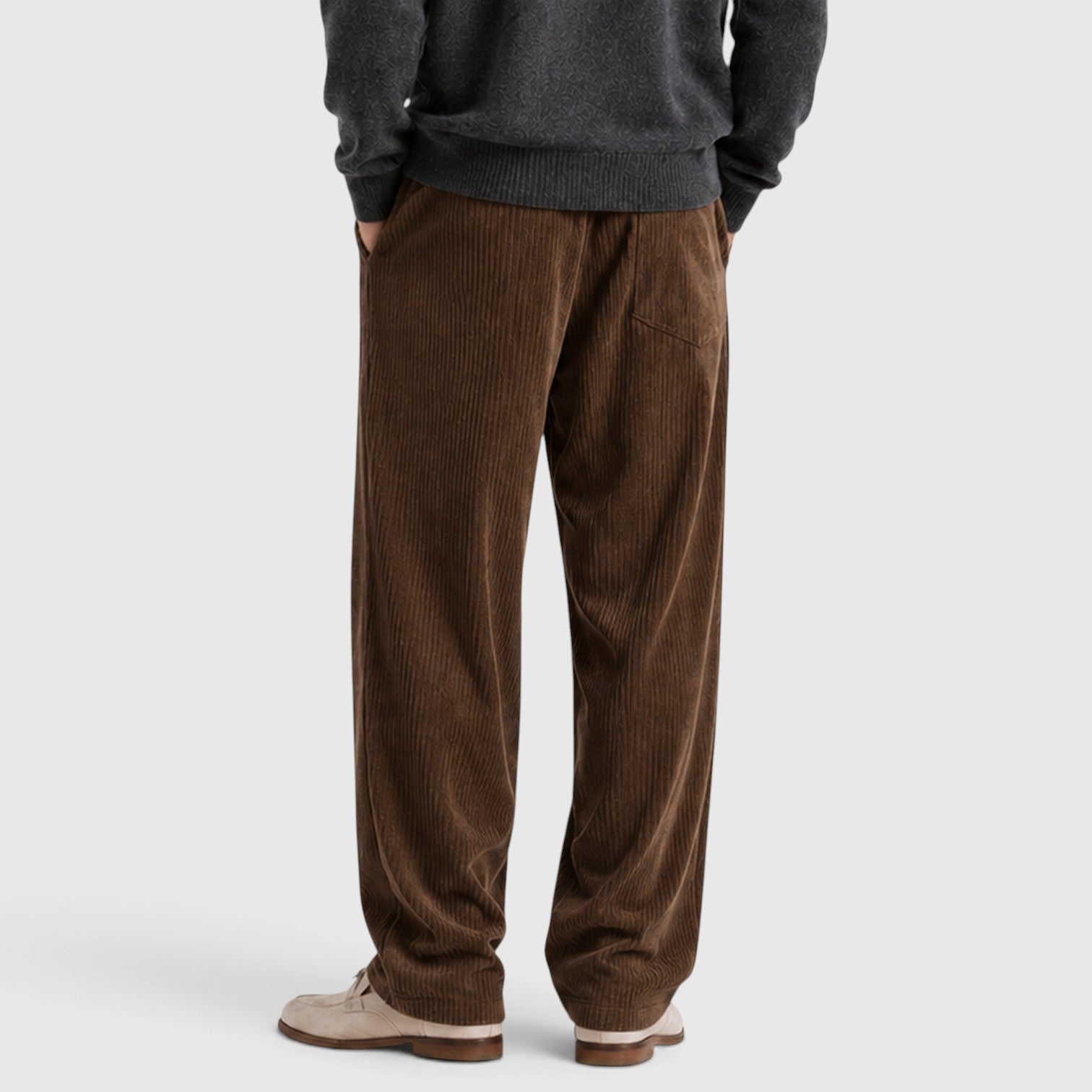 Monvaline | Men’s Corduroy Wide Leg Sweatpants – Relaxed Fit
