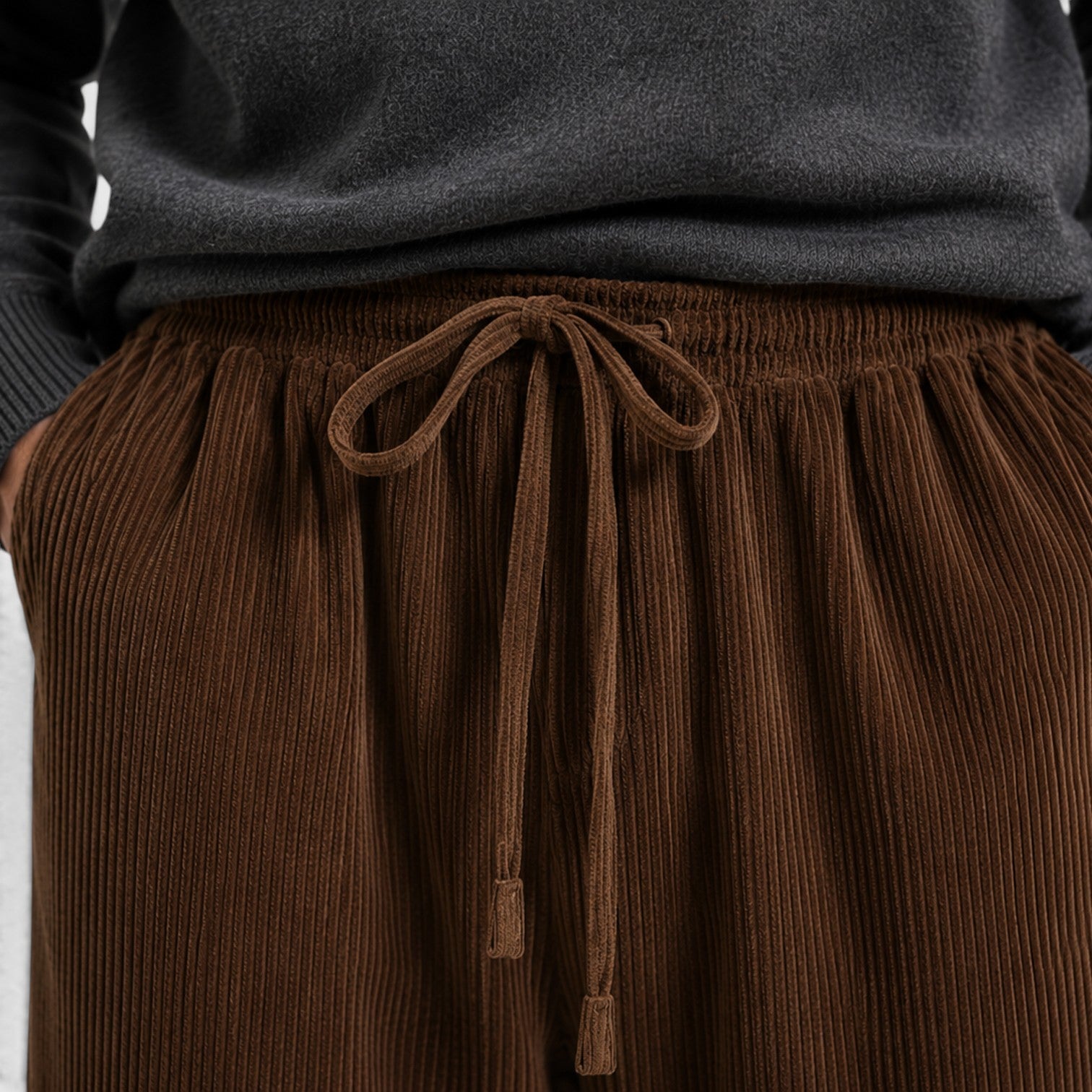 Monvaline | Men’s Corduroy Wide Leg Sweatpants – Relaxed Fit