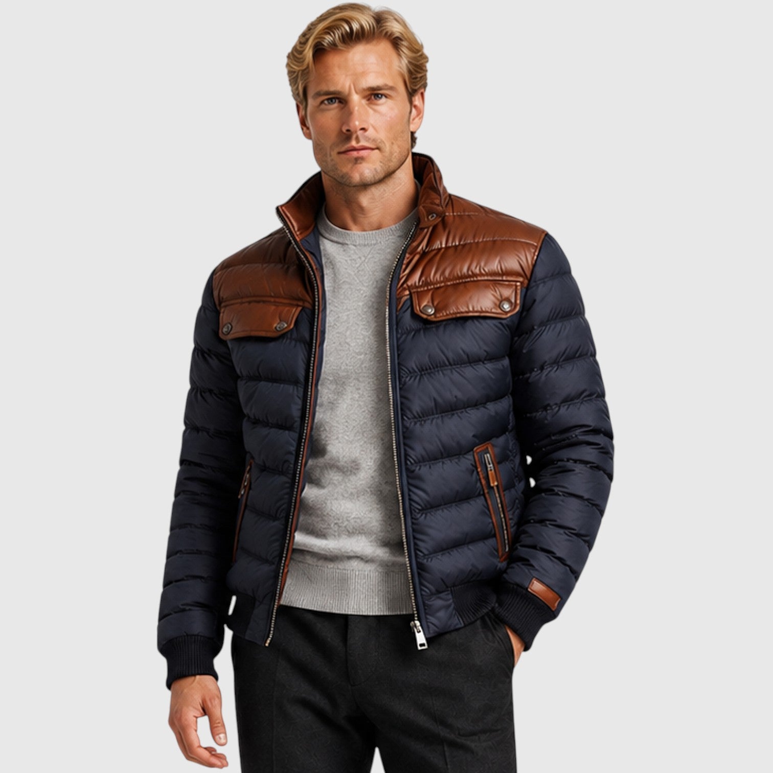 Monvaline | Men’s Cotton Blend Jacket with Fleece Lining for Casual Wear