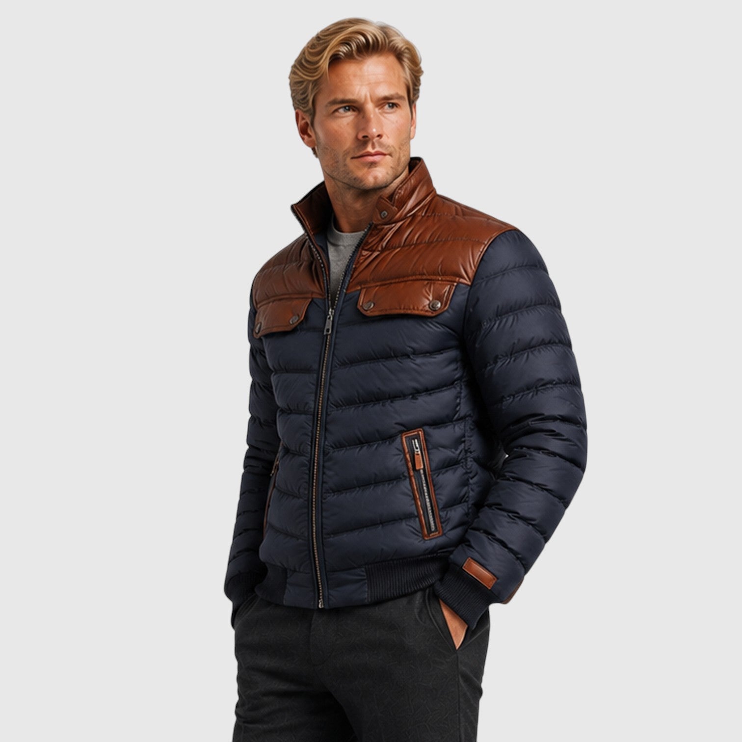 Monvaline | Men’s Cotton Blend Jacket with Fleece Lining for Casual Wear