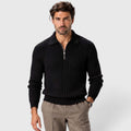 Monvaline | Men’s Cotton Blend Quarter Zip Ribbed Knit Polo