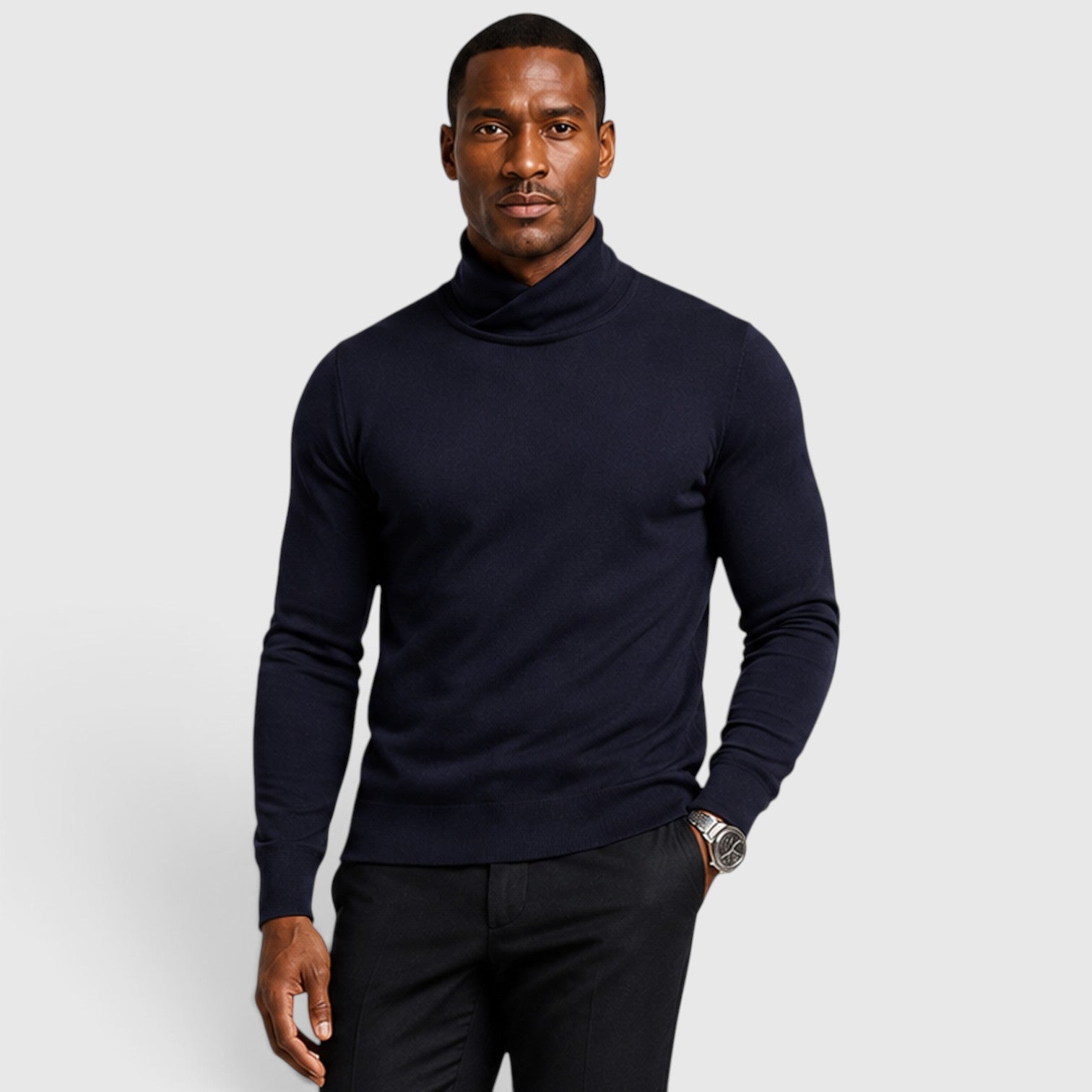 Monvaline | Men’s Cross Turtleneck Long Sleeve Jumper