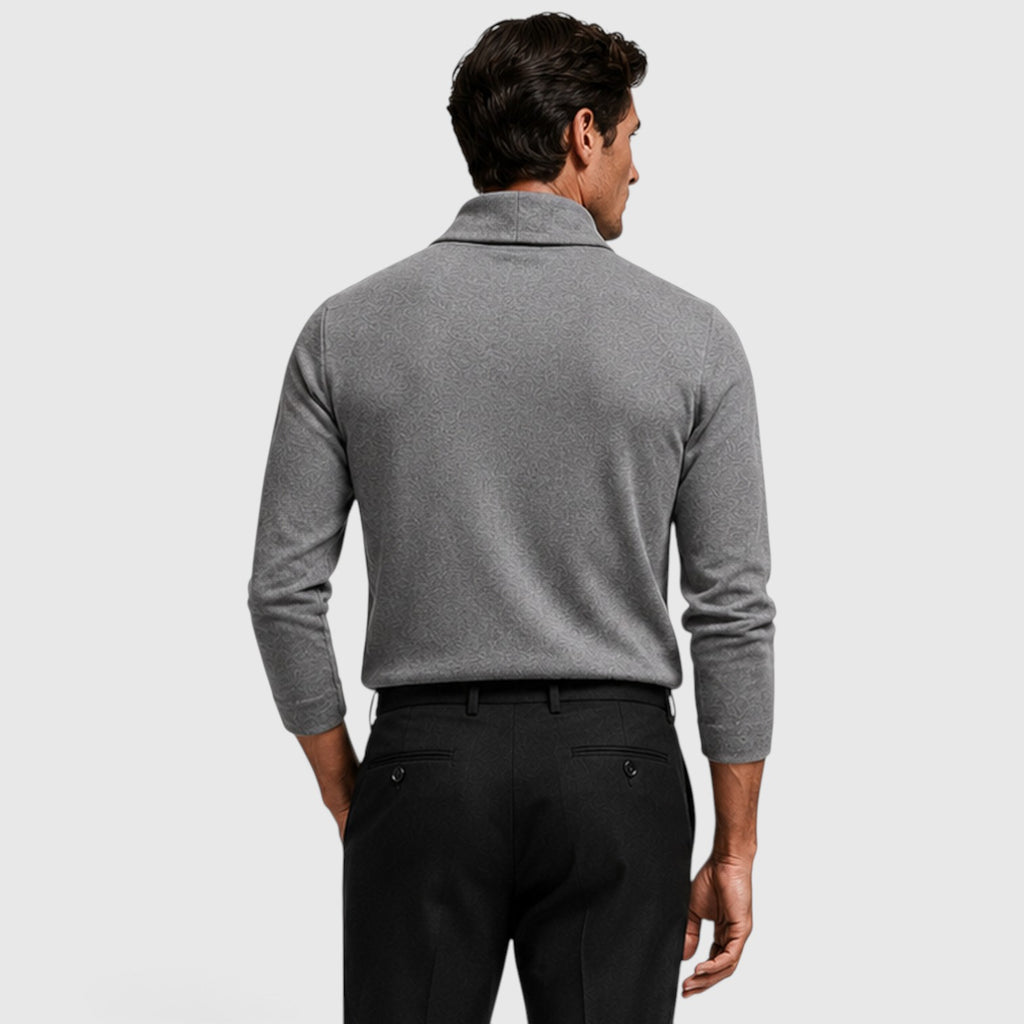 Monvaline | Men’s Crossover Mock Neck Knit Top – Long Sleeve