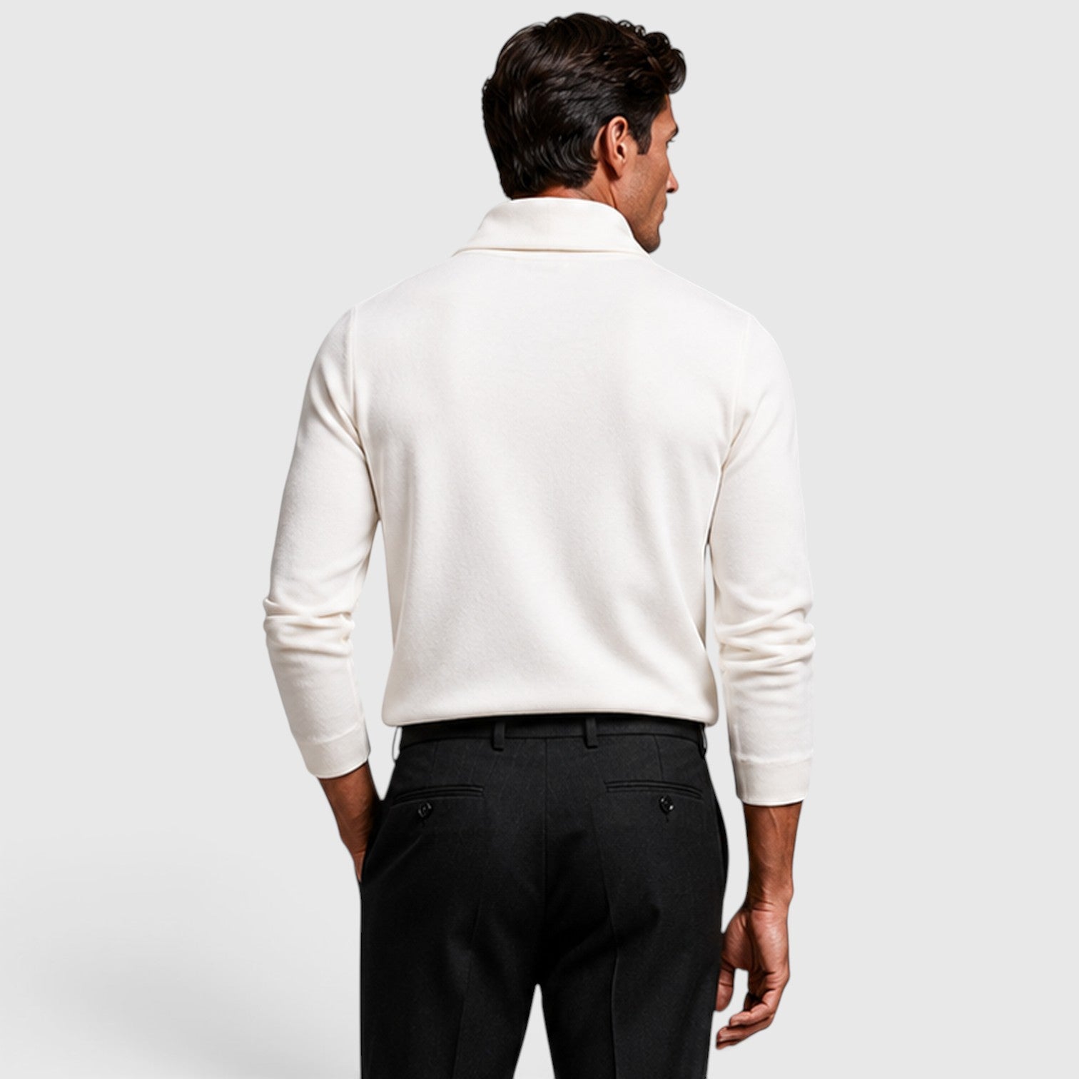 Monvaline | Men’s Crossover Mock Neck Knit Top – Long Sleeve