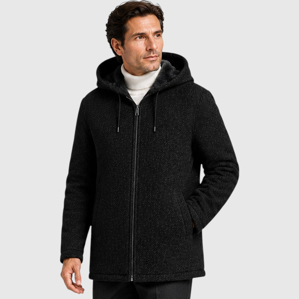 Monvaline | Men’s Fleece-Lined Hooded Zip Cardigan