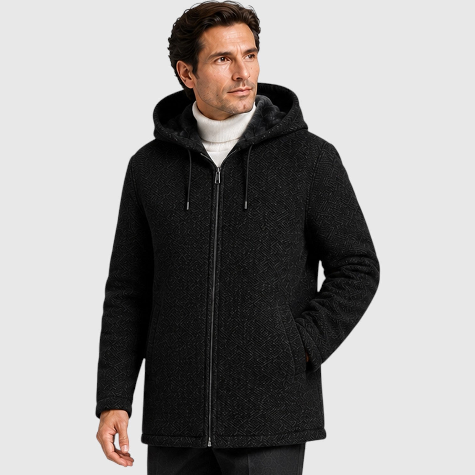 Monvaline | Men’s Fleece-Lined Hooded Zip Cardigan