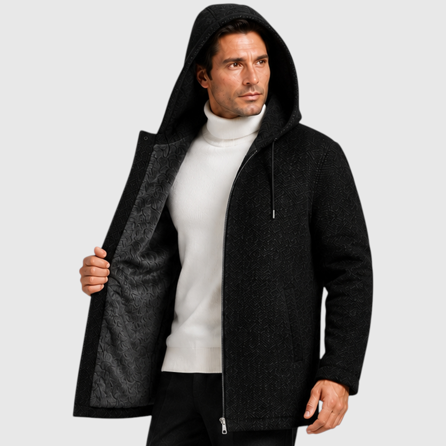 Monvaline | Men’s Fleece-Lined Hooded Zip Cardigan
