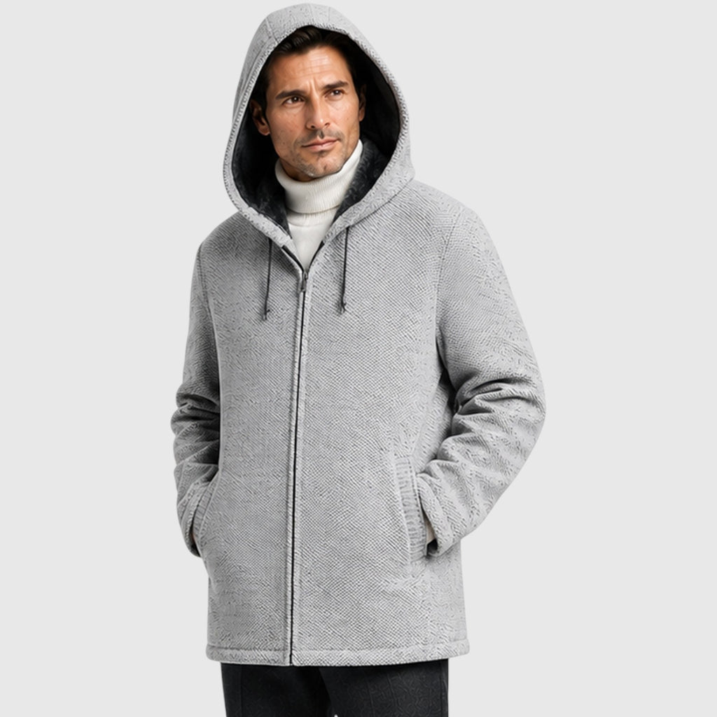 Monvaline | Men’s Fleece-Lined Hooded Zip Cardigan